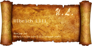 Ulbrich Lili névjegykártya
